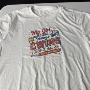 George White Tee with Red, Blue & Yellow Baseball Graphic